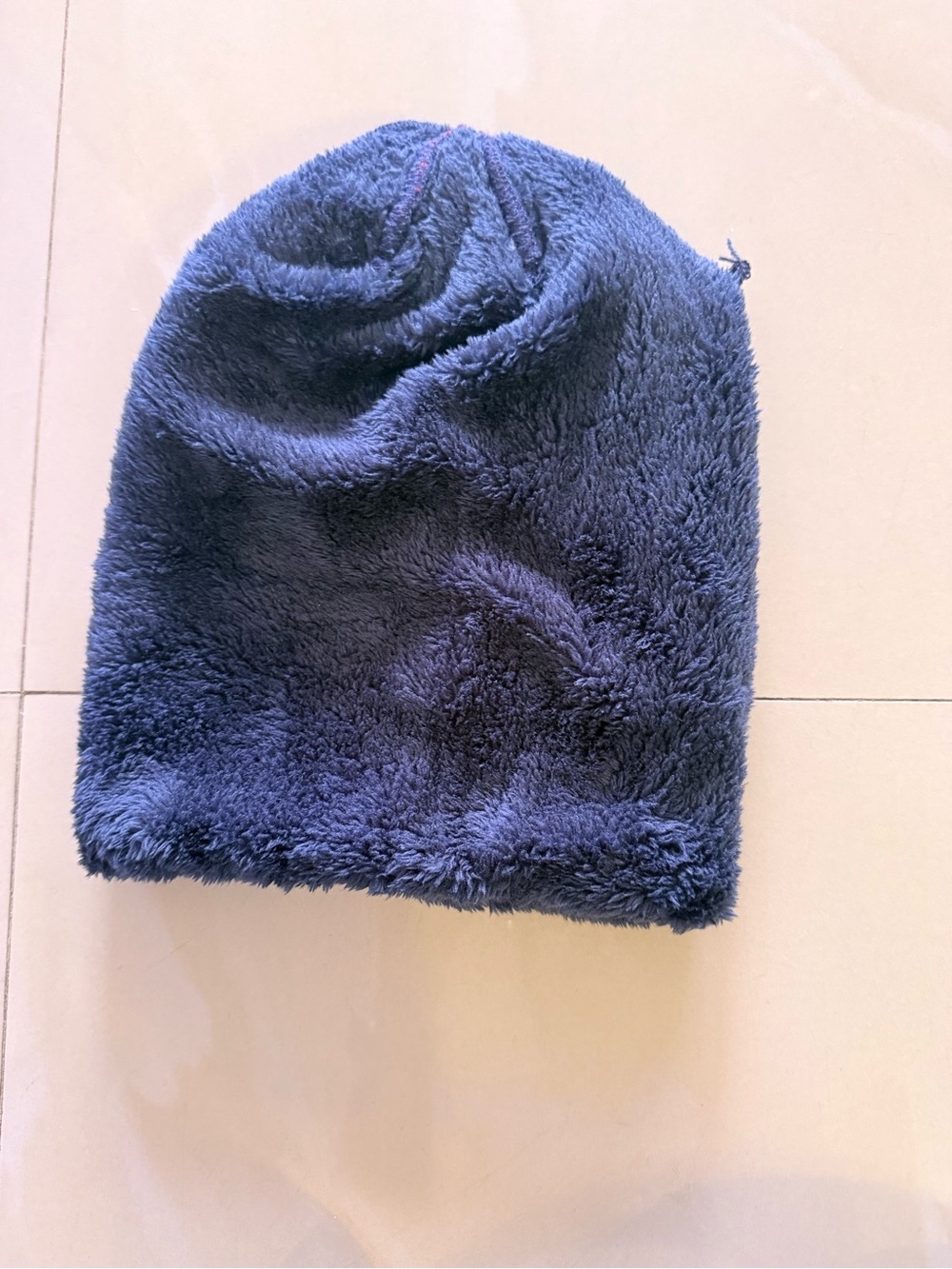Unisex Knit Beanie Hat in Wine with Navy Faux-Fur Trim by - Picture 5 of 8
